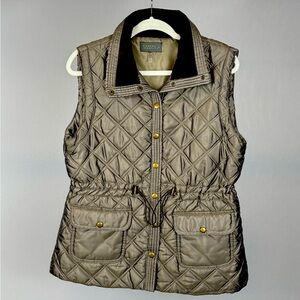 GREENISH GREY VEST WITH BROWN FUR
